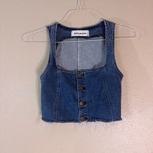 Reformation Blue Denim Crop Top 0